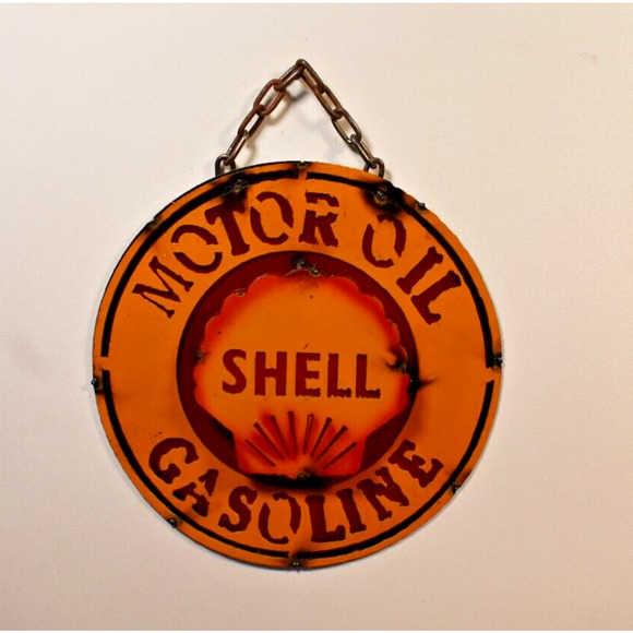 Motor Oil Shell Gasoline Handmade Metal Art Sign Home Décor 12"